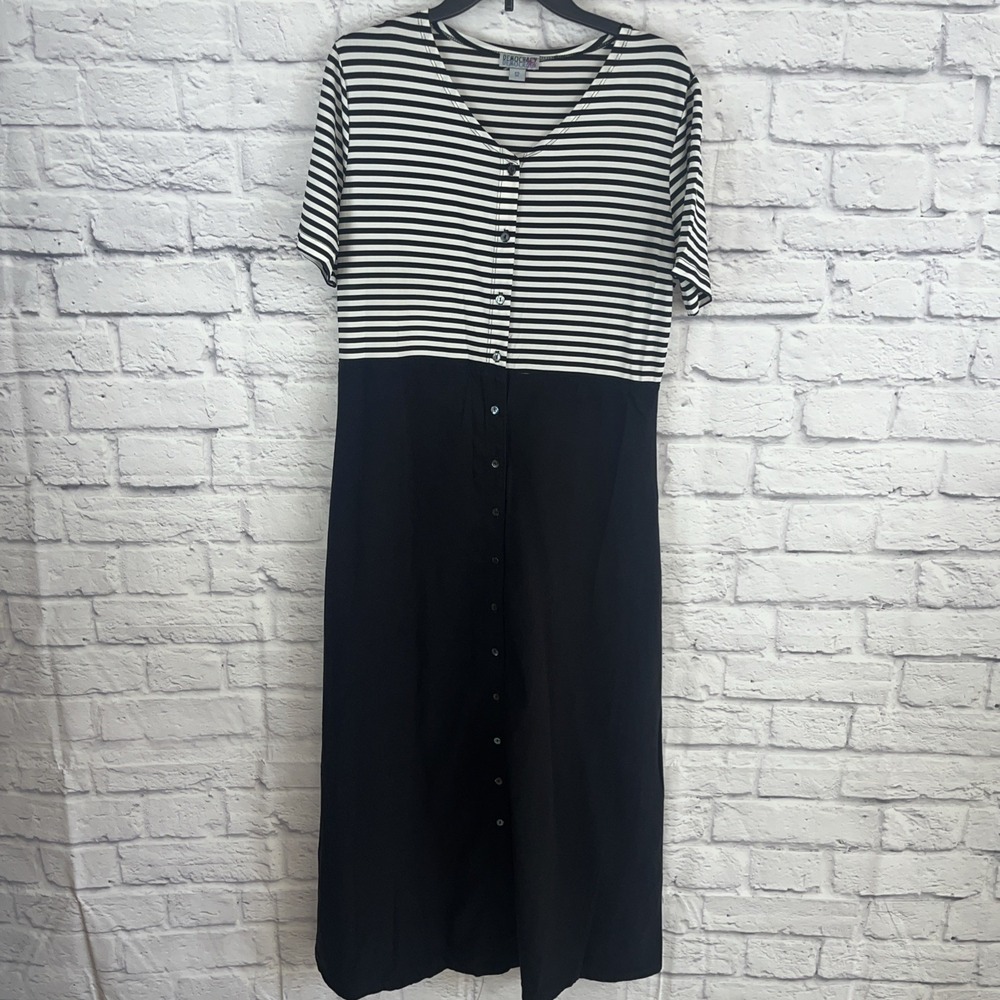 Democracy Preppy  Nautical Coastal Casual Chic Button Down Maxi Dress Size 12
